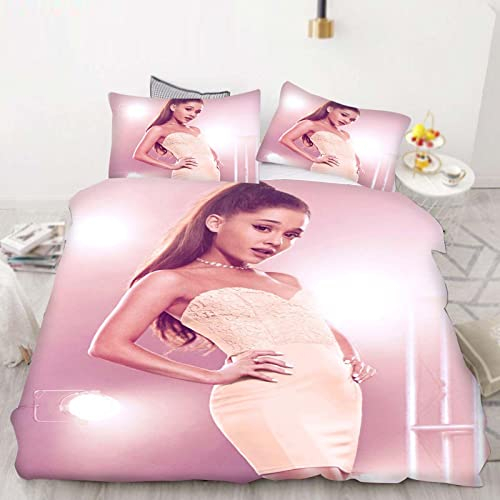 Bfrdollf Ariana Bettwäsche-Set, Sänger Ariana 3D-Digitaldruck Bettbezug Mit Kissenbezug Mikrofaser Für Kinder Und Erwachsene (2,Double 200 X 200 cm)