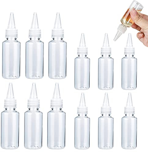 Mini Bouteille Plastique,YSYZM Lot de 12 Flacons Souples en Plastique,Petites Bouteilles pour Condiments, Pigments et Liquides (60 ml,30ml)