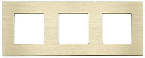 LUXUS-TIME Nur Rahmen Wandblenden Lichtschalter Blenden Schalterleisten für Touchschalter, Lichtschalter, Steckdosen, Unterputz Dosen aus Aluminium in Gold, Silber, Schwarz (3-Fach, Gold-Aluminium)