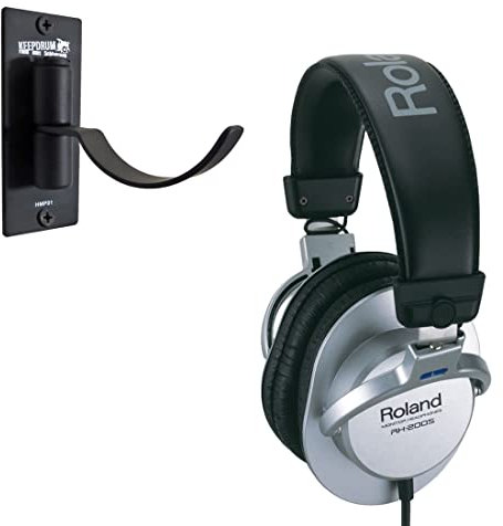 ROLAND RH-200S Monitor Headphones Silver + Keepdrum Headphone Wall Mount