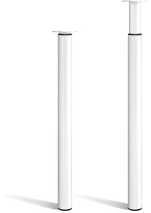 Toemics 2 Pcs Breakfast Bar Legs 710-1100mm Height Adjustable Table Leg Metal Kitchen Worktop Leg Furniture DIY Dining Table Legs with 60mm Diameter White