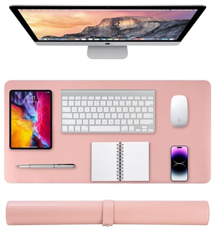 Schreibtischunterlage, Mauspad mit Leder und Rutchfeste Wildleder, 80 x 40cm Tischunterlage,Multifunktionales Office Mousepad Laptop Schreibunterlage, Tisch-Schutz Unterlage für Büro/Home-Office