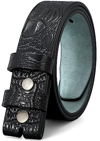 WERFORU Herren Western Leder Gürtel Strap Ohne Schnalle 3.8cm Vintage Ersatz Cowboy Leder Gürtel Strap mit Snap on Schnalle