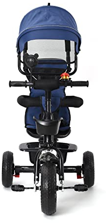 4 in 1 Kinderdreirad Tricycle für Kinder ab 12 Monate bis 5 Jahren mit Abnehmbarer Sonnendach&Schubstange Dreiräder,Jogger, mit Dachfenster, Sicherheitsgurte, 360 Grad Drehbar, Freilaufrad
