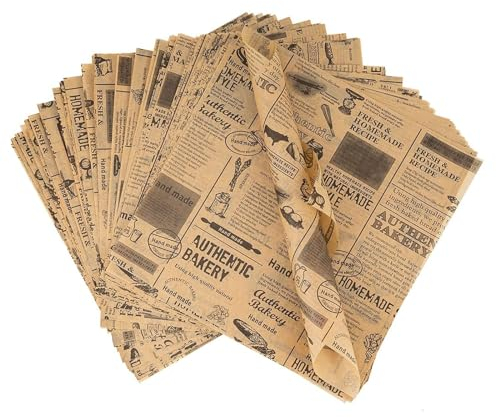 100pcs Pommes Papier für Korb, Umweltfreundliches Backpapier,Einweg-Lebensmittelverpackungspapier für Sandwich, Pommes Frites, Burger, Kuchen usw,25x25cm