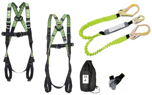 Generisch Gerüstbauer Sicherheitsset, Fallschutz-Set, Zweipunkt Auffanggurt EN361 mit Schnellverschluß, Y-Bandfalldämpfer EN355, PSA