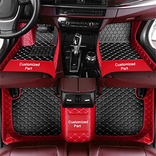 Anpassen Fußmatten für Audi A1 A3 A4 A5 A6 A7 A8 A8L Q2 Q3 Q5 Q7 SQ5 S3 S4 RS4 PU-Leder Auto Fussmatten Set Allwetter wasserdichte rutschfeste Teppich?Rot und Schwarz?