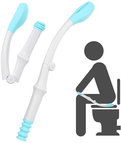 Fanwer Toilet Aids Tools,Foldable Blue Long Reach Comfort Wipe,Extends Your Reach Over 15 Grips Toilet Paper or Pre-Moistened Wipes