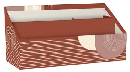 Clairefontaine 116077C - Un Porte-Lettres en Carton 25x10x14 cm aux Couleurs Chaleureuses et Formes Géométriques - Home Office - Rangement Bureau - Organisateur - Collection Terracotta