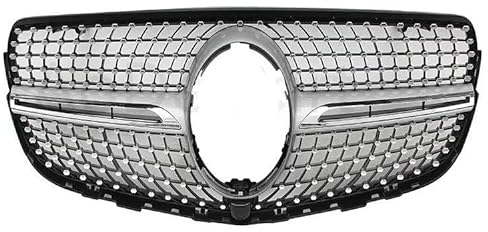 SPLACK Kühlergrill Diamant-Style-Frontgrill Für Mercedes Für Benz GLC-Klasse X253 W253 2015–2019 GLC 250 GLC 300, Silberfarben Mit Kamera Lüftungsgitter