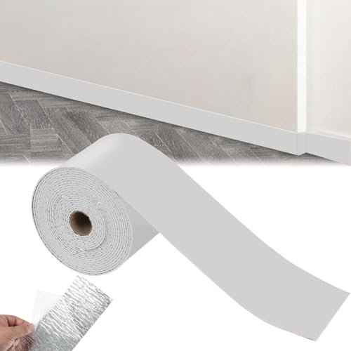 Battiscopa morbidi, autoadesivi, autoadesivi, 10 cm x 5 m, battiscopa flessibili, colore grigio