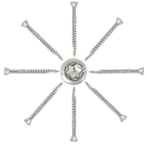 50 Stück Terrassenschrauben mit Schneidkerbe und Schälrippen 5,0 x 90 mm V2A mit ETA Zulassung - Dielenschrauben Holzschrauben Fräsrippen Cut-Spitze gleitbeschichtet Rostfrei TORX I DIOS24®