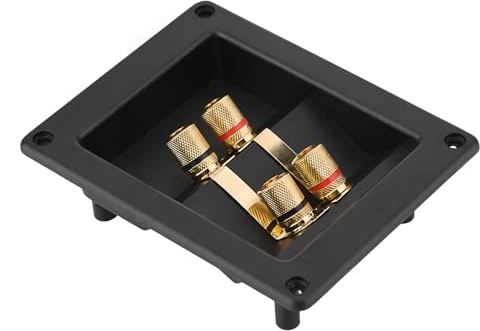 Terminale Diffusori Acustici, 4 Morsetti in Rame per Altoparlanti, Piastra 3mm con 4 Fori di Montaggio, Connettore Cavo per Componenti Acustici DIY