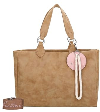 Fritzi Izzy Vintage Shopper Kunstleder Damen Handtasche Umhängetasche City vegan Etui Kordelschnur 29 x 42 x 15 cm – Rosa, Schwarz, Cognac, Olive, Grau, Beige, Pink, Blau, Curry, Rot, Anthrazit