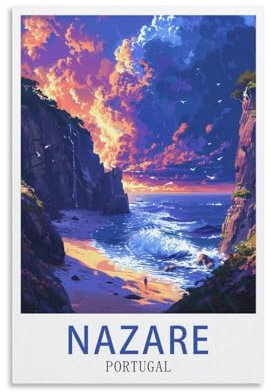 LHJOIUN Portugal Nazare-Vintage-Reiseposter, 20 x 30 cm, Kunstdruck auf Leinwand, für Wohnzimmer, Schlafzimmer, Heimdekoration, moderne Kunst