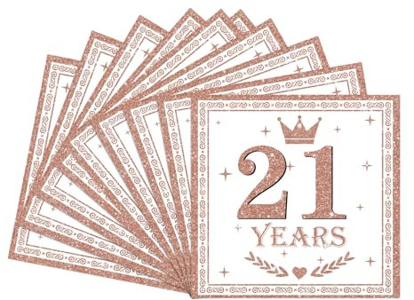 20pcs Rose Gold Happy 21st Birthday Napkins,21st Birthday Serviettes for Girls,21st Napkins Serviettes for 21st Birthdays Table Decorations,Birthday Party Tissue for Her 21st Birthdays Decorations