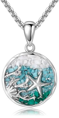CUPENDA Meeresschildkröten/Seestern/Stachelrochen/Seepferdchen/Wal/Wellen kette Halskette 925 Sterlingsilber Anhänger Halskette Strand Ozean Schmuck für Damen Herren