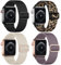 Oielai 4 Pack Loop Armband Kompatibel mit Apple Watch Armband 44mm 45mm 46mm 42mm 49mm, Nylon Band für Apple Watch SE/iWatch Series 10 9 8 7 Ultra 6 5 4 3 2 1, Schwarz/Leopard/Beige/Rauch Violett