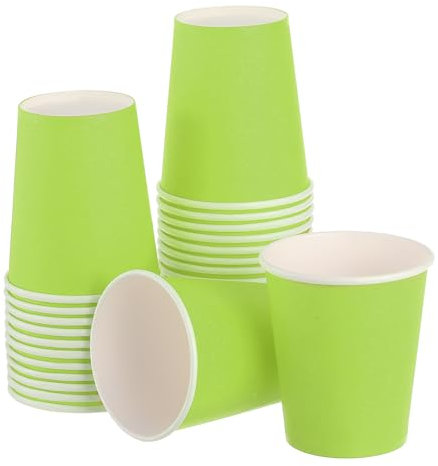 sourcing map Colorful Disposable Paper Cups,30 PCS 9 OZ Creative Educational Toys Arts Craft Supplies, DIY Paper Cups for Parties (Light Green)