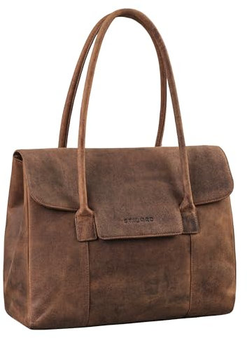 STILORD 'Carrie' Handtasche Shopper Damen Leder Umhängetasche Groß Bowling Bag Handtasche Hobo Bag Tote Tasche Schultertasche für Frauen Vintage Echtleder, Farbe:avani - braun