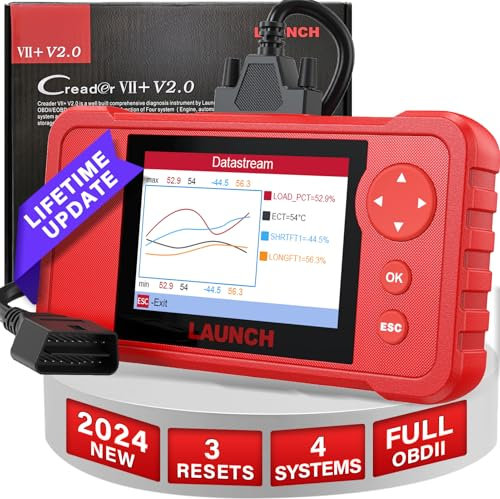 LAUNCH Creader VII+ V2.0 obd2 Diagnosegerät, Volle OBDII-Funktionen Engine/Transmission/ABS/SRS Diagnostics Auto Scanner, Umfassende Fahrzeugabdeckung Code-Leser, Kostenloses Update