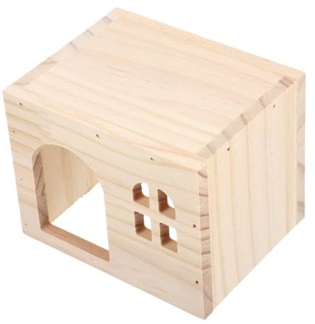 Happyyami Sturdy Wooden Guinea Pig Sleeping House Hamster Hut Tunnel for Guinea Pig Hideout Toy Accessories