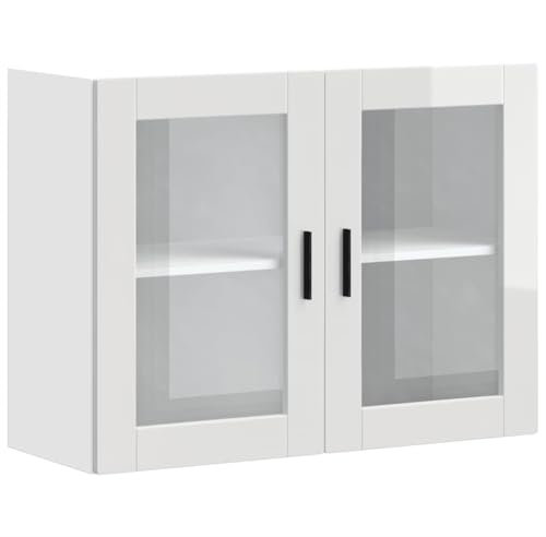 vidaXL Kitchen Wall Cabinet with Glass Door - High Gloss White - Modern Engineered Wood Storage Unit for Kitchen Essentials
