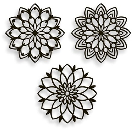 Tres Aristas | Mandalas Decorativos Pared | Juego de 3 Piezas | Diseño Moderno y Exclusivo | Decoración para Salón, Dormitorios y Espacios Elegantes | Ideal para Decoración de Hogar (Negro)
