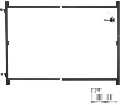 VEVOR Gate Building Kit, Fits 36 to 60 in Wide Openings, Up from 6 to 7 ft High Fence, Adjustable Gate Building Kit, Anti Sag Full Gate Frame Kit with Latch Lock and Screws, for Wooden Fence, Iron