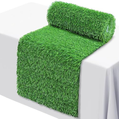 Chemin De Table en Gazon Artificiel Pelouse Synthétique Décoration en Fausse Herbes Nappe Herbes Faux De Tapis 35.6x121.9cm Rouleau De Table D'herbes Mariage Anniversaire Banquet Jardin Faire La Fête