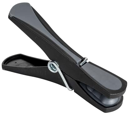 Juego de 24 Pinzas para la Ropa, Extra largas, 8 cm de envergadura, 4 cm, Goma Antideslizante de plástico Reciclado, Color Negro, Dimensiones 8 x 4 x 1,7 cm