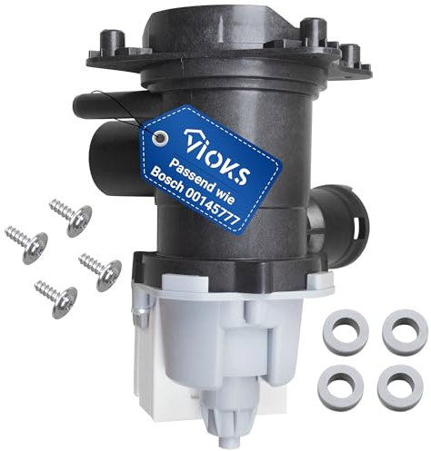 VIOKS Pompa di scarico per acque reflue, 30 W, ricambio per Bosch Siemеns 00145777 145777, pompa magnetica con filtro e testa della pompa, pompa per lavatrice Avantixx Logixx Maxx VarioPerfect iQ500