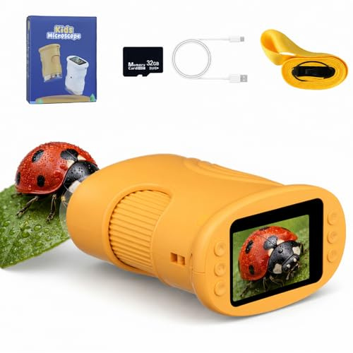 Tolesum 1000X Mikroskop für Kinder,1080P HD Handy Digital Tragbares Taschenmikroskop mit 2,4″ IPS-Display für Entdecker-Lupe & Experimente,Kindermikroskop mit Fotofunktion