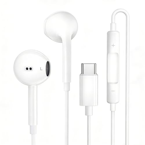 VoltCozy Écouteurs USB-C Filaires pour iPhone 17/16/15 Pro Micro Intégrés et Contrôle du Volume Casque Intra Hi-FI compatibles Galaxy S25/S24/S23/S22, Type C