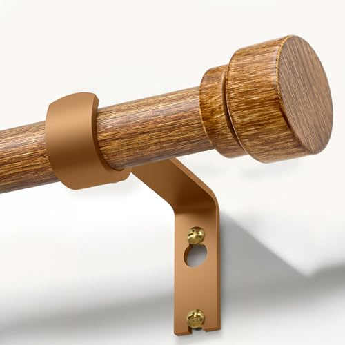 Gardinstång trä 80–148 cm lång utdragbar för takmontering väggmontering 25 mm diameter kort metall stark teleskopstång gardinstång för sovrum, vardagsrum eller kök