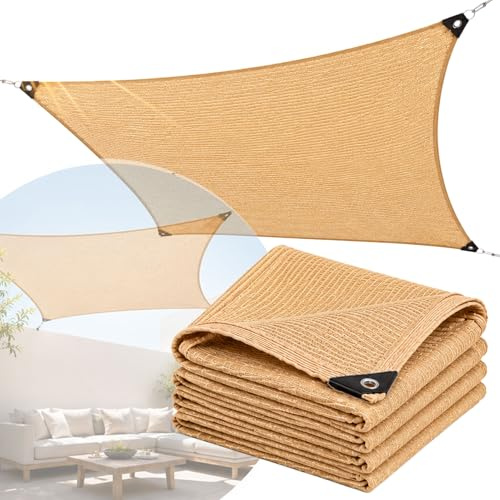 Vela de Sombra HDPE con Protección UV 90%, Transpirable y Resistente, Toldo Rectangular Impermeable para Terraza, Jardín, Patio, Piscina y Balcón, Fácil Instalación