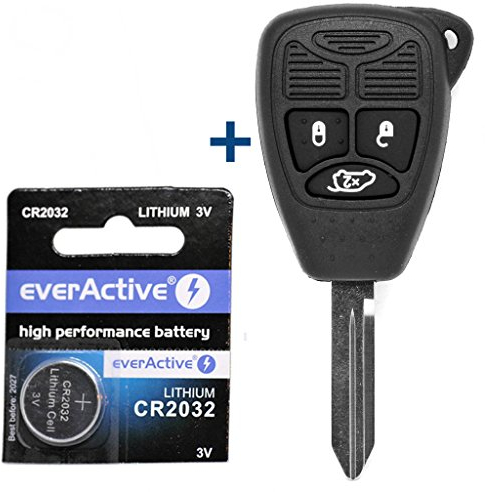 Telecomando per chiave auto, 1 custodia 3 tasti + 1 vergine + 1 batteria CR2032 per Chrysler/Jeep Dodge