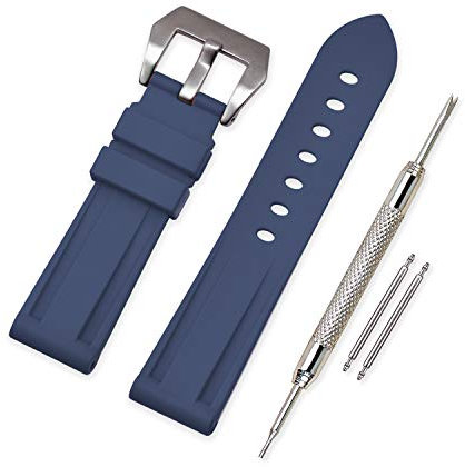 VINBAND Watch Strap Replacement Rubber Watch Band - 20mm, 22mm, 24mm, 26mm Silicon Watch Bracelet with Brushed Stainless Steel Pre-V Buckle for Panerai (22mm, navy blue)