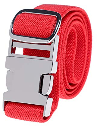 Kinder Elastische Schnalle Hose Gürtel - Verstellbarer Jungen Gürtel mit Zinklegierung Schnalle für Mädchen Einfacher Verschluss (Heißes Rot)