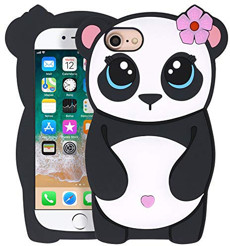 YONOCOSTA Cute iPhone SE 2020/ SE 2022 Case, Panda iPhone 6/ 6s/ 7/8 Case, Kawaii Funny 3D Cartoon Animals Soft Silicone Shockproof Cover for Girls Women