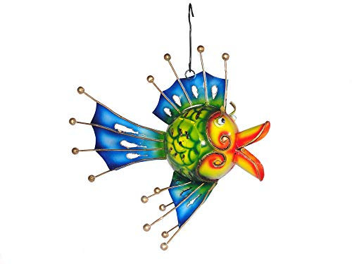 Teelichthalter Fisch II bunter Deko-Fisch aus Metall zum Hängen Windlicht Metallfigur Tier-Figur Dekofigur