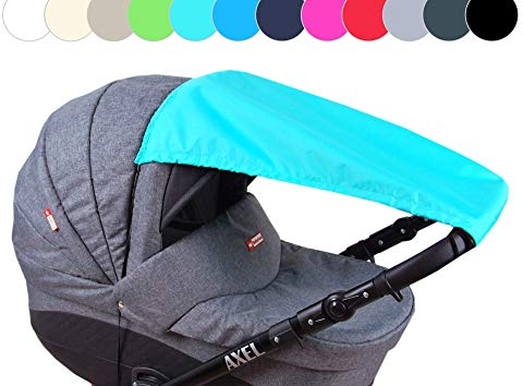 BABYLUX Sonnenschutz für Kinderwagen Buggy Babywanne UV Schutz Rollofunktion Universal SONNENSEGEL Sonnendach Verstellbar (Minze)