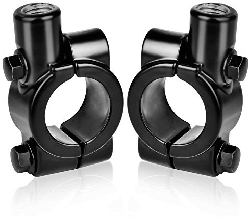 KATELUO 2 Stücke Spiegel Halterung Motorrad, Motorrad Halter Spiegel, Lenkerhalterung Motorrad Spiegel, Lenker Spiegelhalterung, für 22mm Lenkerhalterung - für 10mm Seitenspiegel, Aluminium (Schwarz)