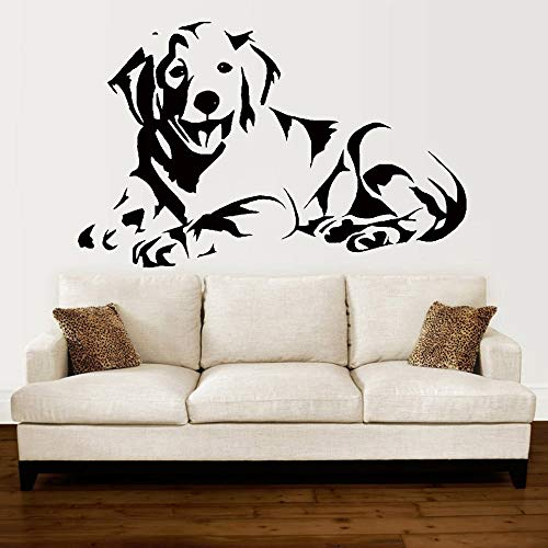 Opprxg Hund Wandtattoo Welpe Golden Retriever Hund liegend Bild Wandmalerei Wohnzimmer Sofa Hintergrund Vinyl Wandaufkleber 89x57cm