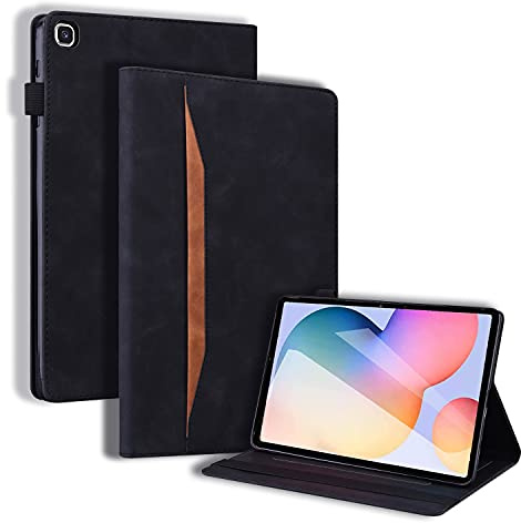 Auslbin Custodia per Samsung Galaxy Tab S6 Lite 10.4 Pollice SM-P610/P615/P613/P619 2020/2022,Cuoio Premium PU Cover per iPad Tablet con funzione di supporto e Slot per schede,Nero