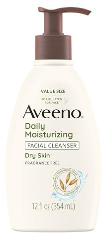 Aveeno Daily Moisturizing Facial Cleanser with Soothing Non-GMO Hafer, Hydrating Face Wash for Soft & Supple Haut, Paraben-, Sulfat-, Fargrance-, Dye- & Soap-Free, 12 fl. oz
