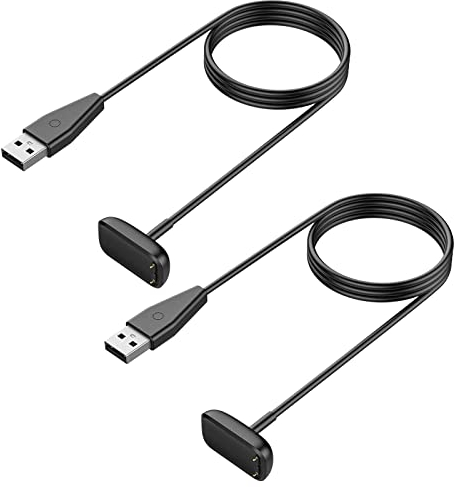 TiMOVO Ladekabel Kompatibel mit Fitbit Charge 6/Luxe/Charge 5/Luxe SE Fitness Tracker Smartwatch, Magnetisch USB Ersatz Ladekabel für Charge 5/Luxe, 2 Stück, 1 m - Schwarz