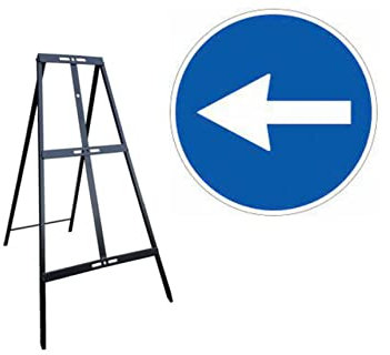 CARTELLO IN LAMIERA SCATOLATA DISCO diametro 60 cm - freccia girevole - SEGNALE CATARIFRAGENTE CON CAVALLETTO (CARTELLO + CAVALLETTO)