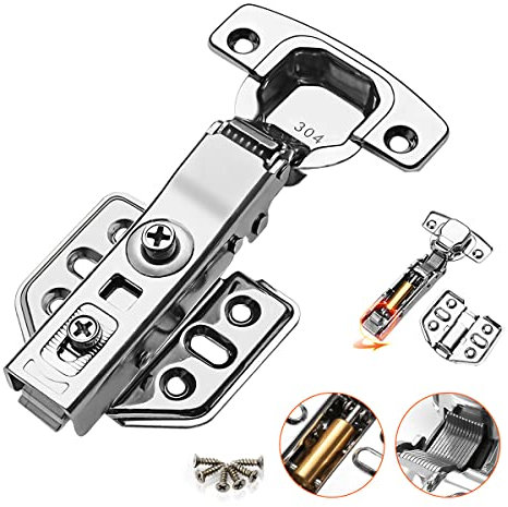 10 Pièces Charniere Porte Placard Cuisine avec Amortisseur Fermeture en Douceur 35mm Muet Charnière Invisible Charniere Inox 304 Salle De Bains Penderie Meuble avec Vis (10)