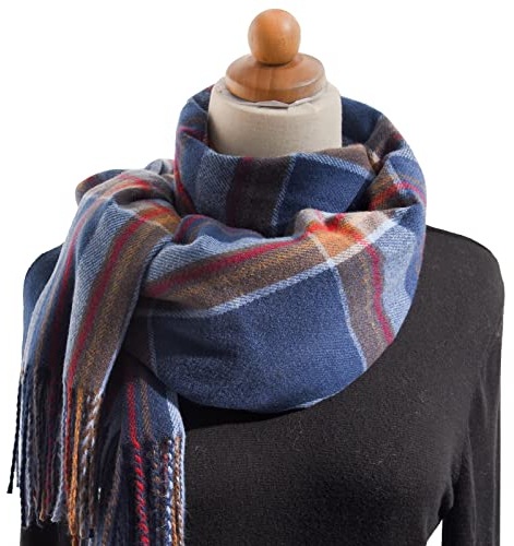 Schal Damen Herbst Kariert Groß Lang Kuschelig Schlupfschal Elegant Plaid Fransen Tartan Schal XXL Deckel Karo Herbst Winter Warm Weich Halstuch Deckenschal Cape Damenschal